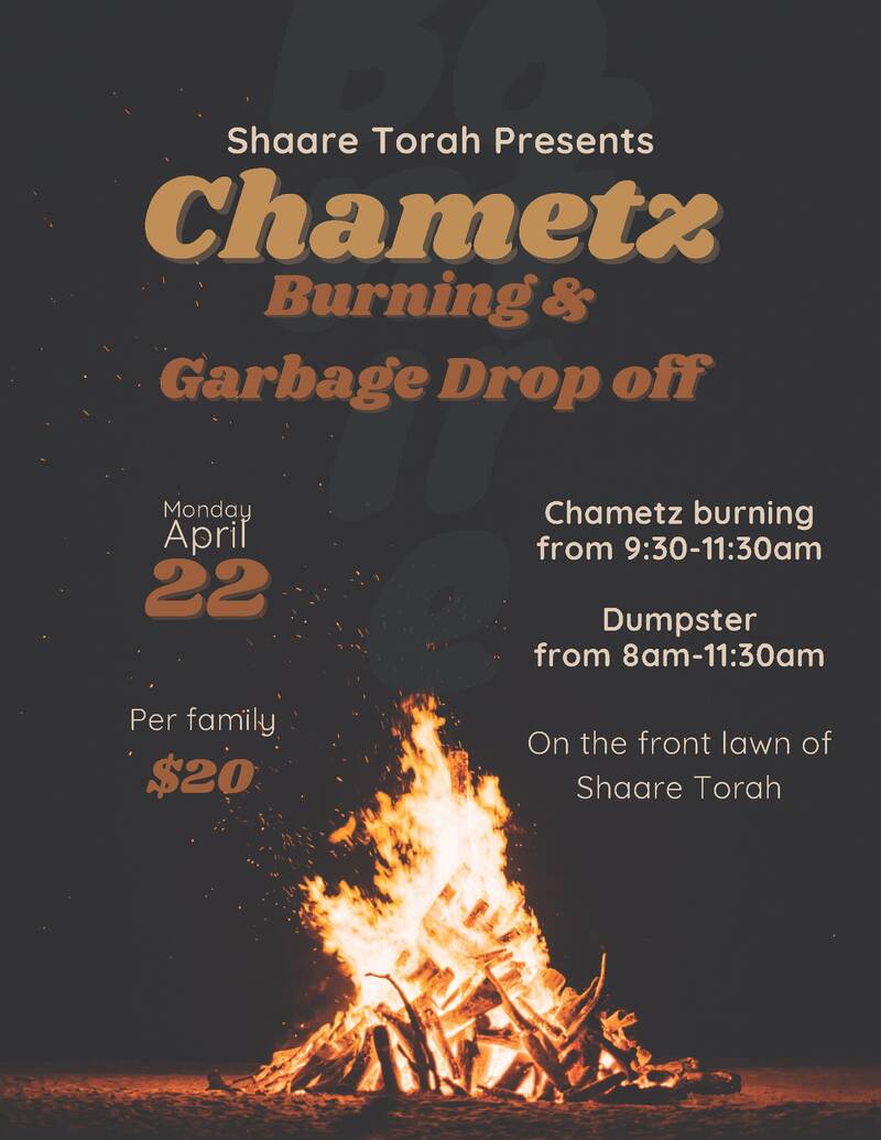 Banner Image for Chametz Burning & Garbage Drop Off